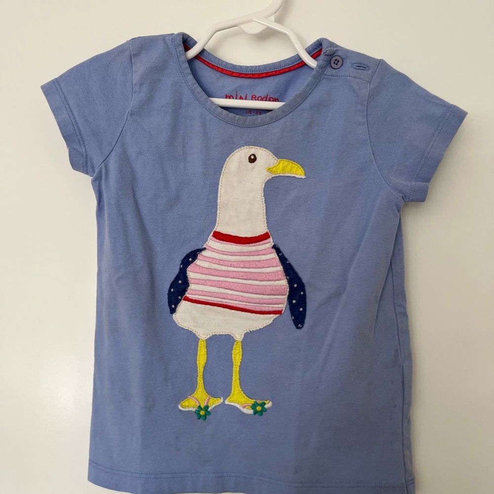 Mini Boden Blue Tee with Seagull Design
